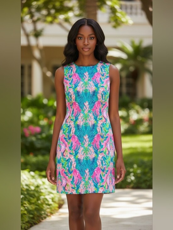 Lilly Pulitzer Dresses & Skirts - Lilly Pulitzer Ocean Seahorse Shift Dress Size 8 Resort Coastal Preppy